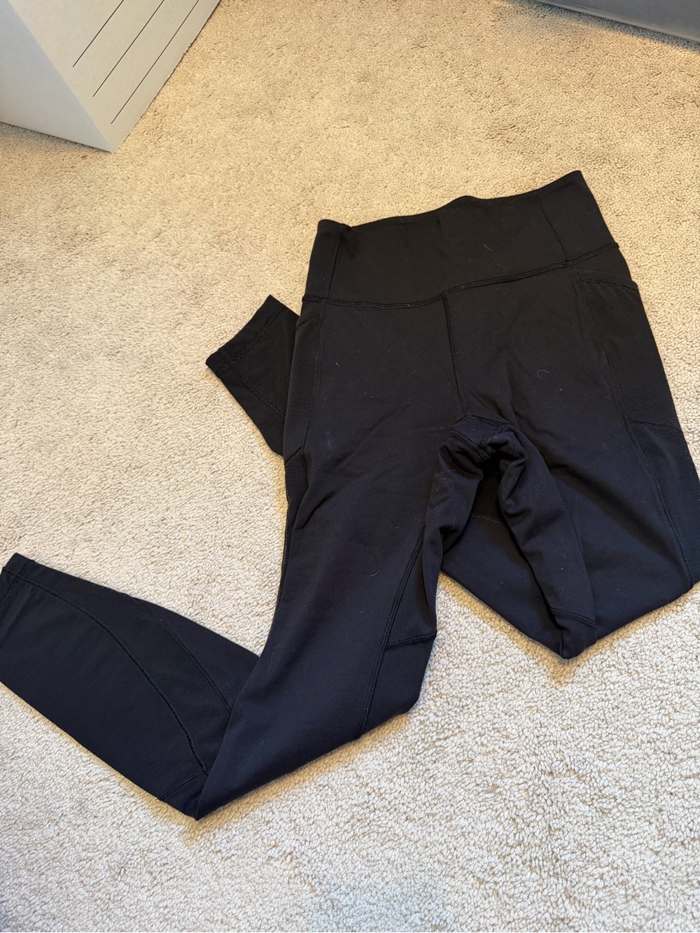 Black lululemon leggings with side mesh detail